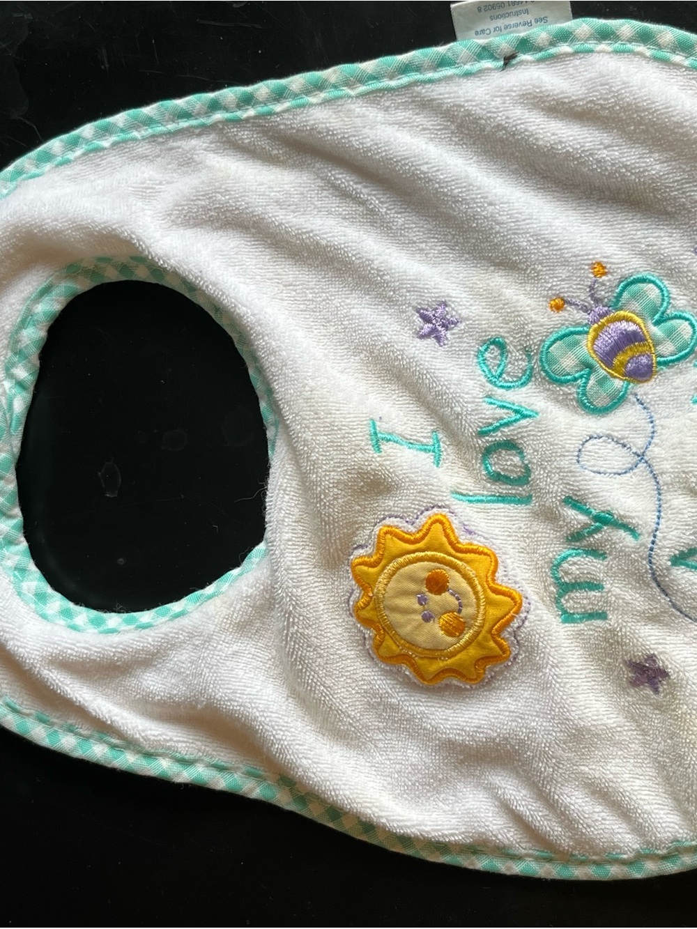 Kids Bib with Yellow Sun & Teal Trim - Unbranded